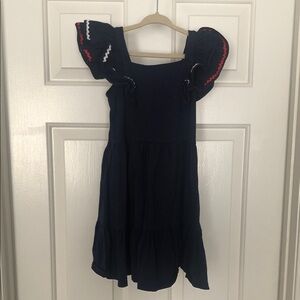 Janie and Jack Navy Dress with Ruffle Sleeves